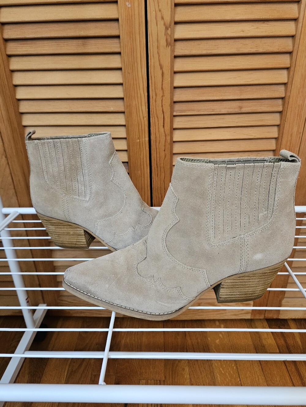 Sam Edelman Tan Suede Ankle Cowboy Boots - Picture 3 of 6